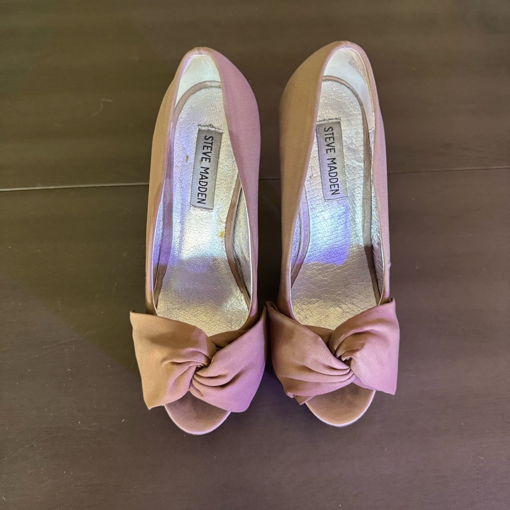 Steve Madden Women's Bow Peep Toe Heels - Moskow Blush
